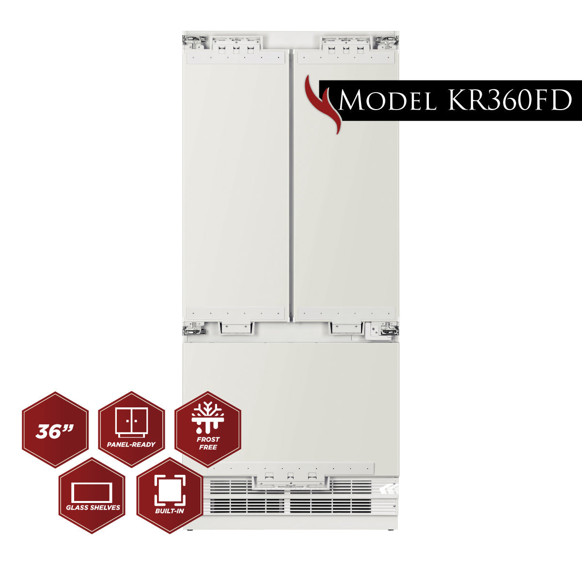 Kucht Professional 36 Inch 19.4 cu. ft. Custom Panel Refrigerator, Counter Depth