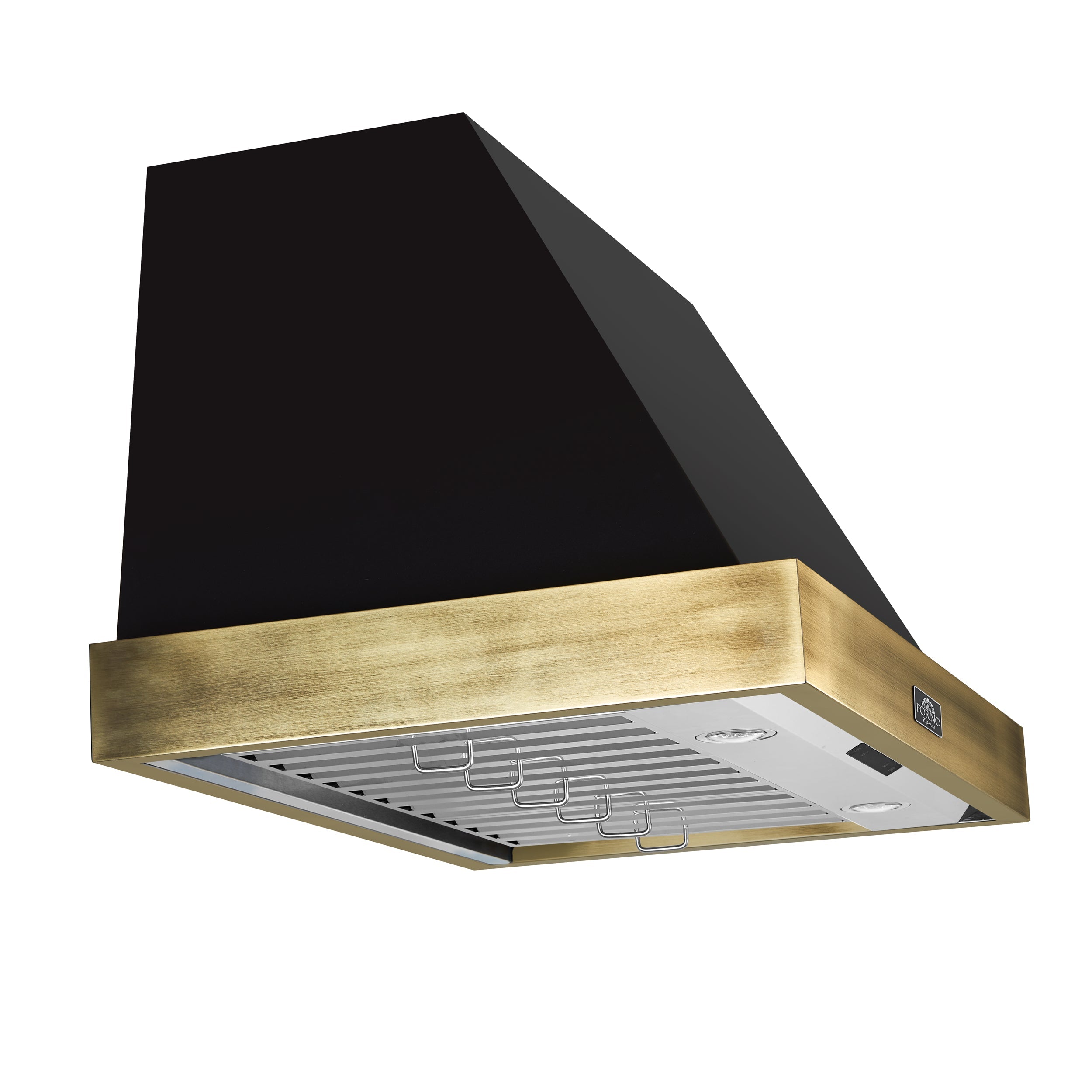 FORNO Espresso Vittorio 36" 600 CFM Wall Mount Range Hood in Antique Brass Trim with Remote Control