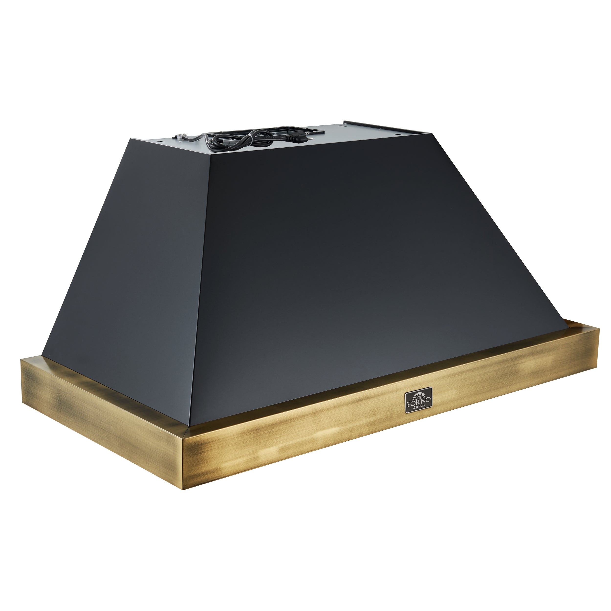 FORNO Espresso Vittorio 48" 600 CFM Wall Mount Range Hood in Antique Brass Trim with Remote Control