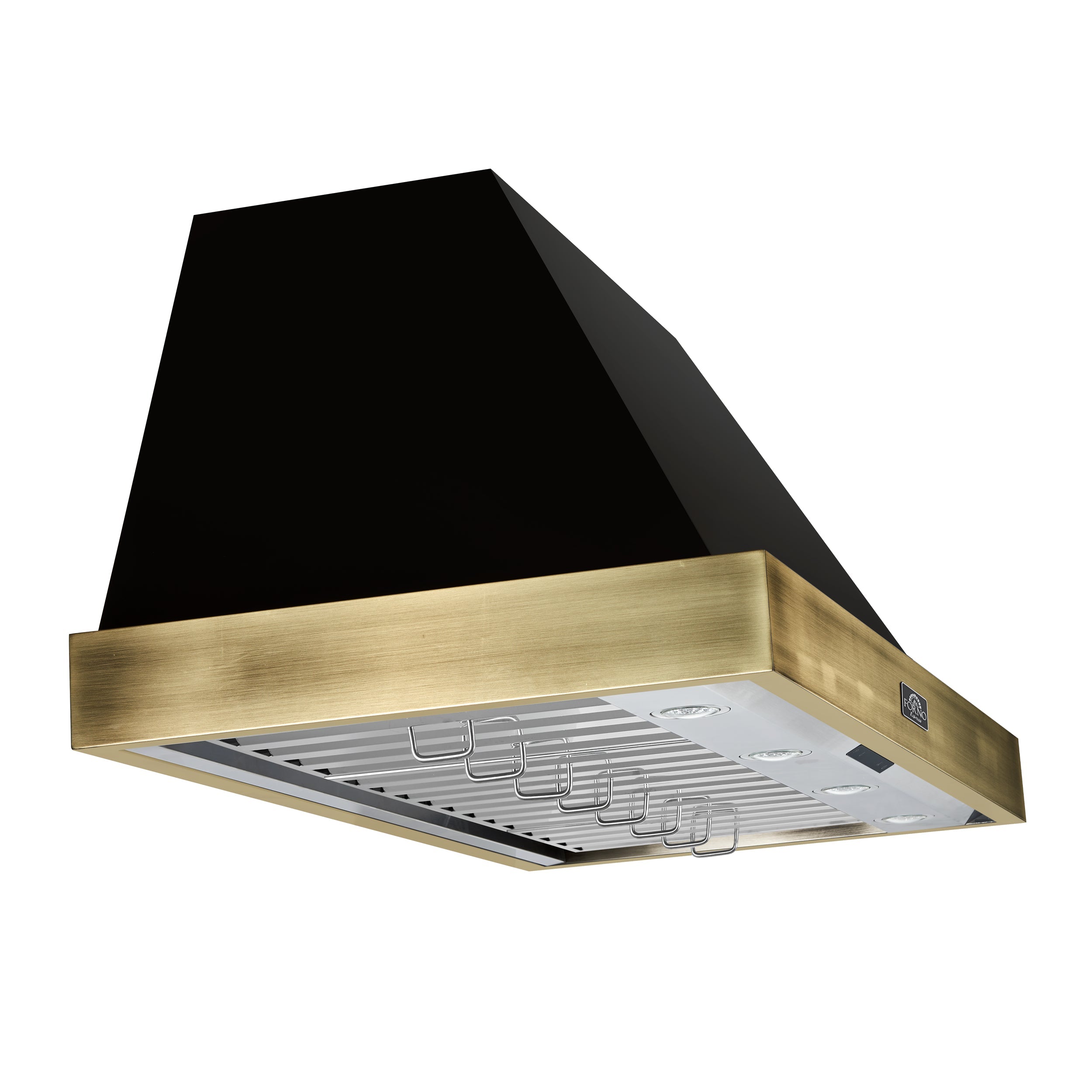 FORNO Espresso Vittorio 48" 600 CFM Wall Mount Range Hood in Antique Brass Trim with Remote Control