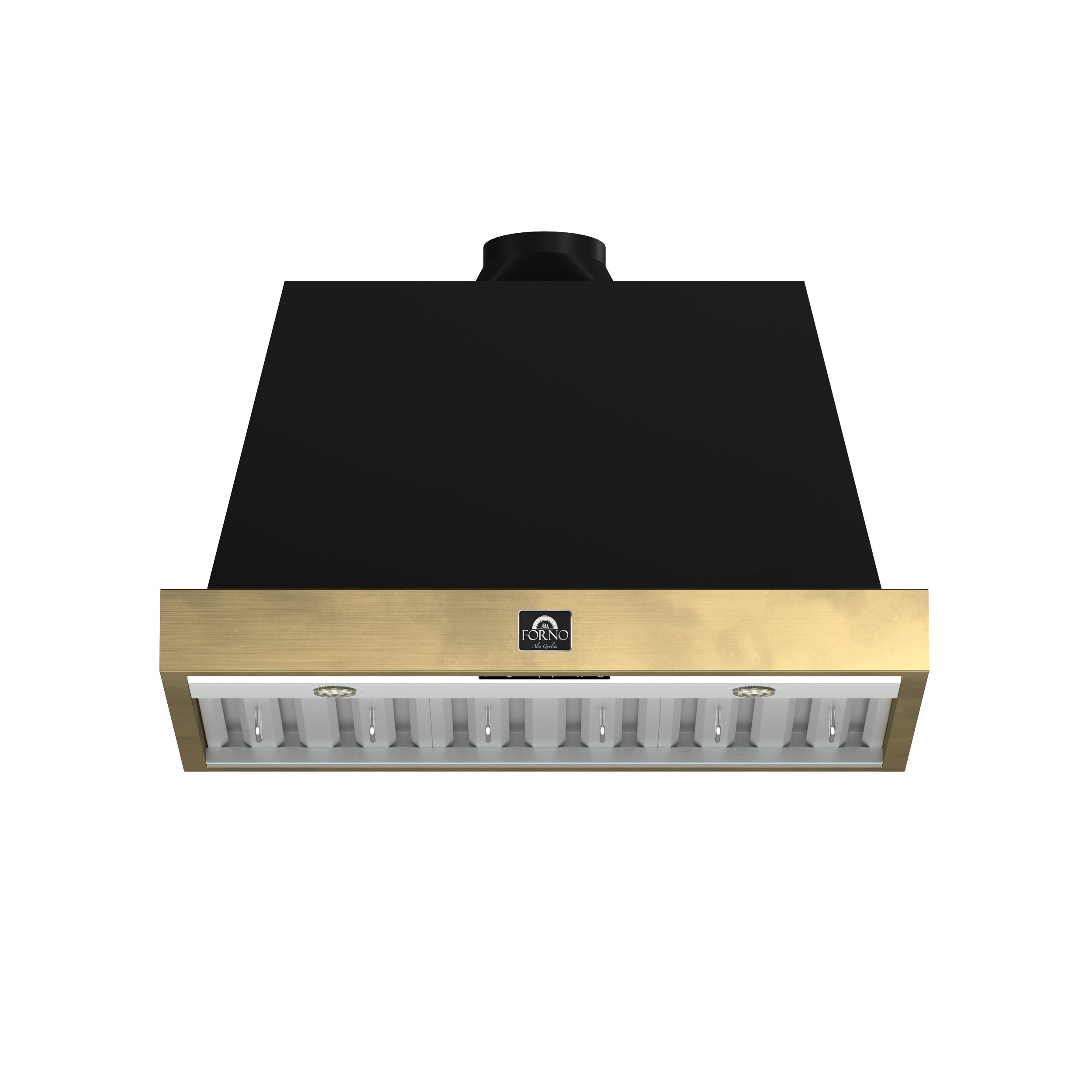 FORNO Espresso Vittorio 36" 600 CFM Wall Mount Range Hood in Antique Brass Trim with Remote Control