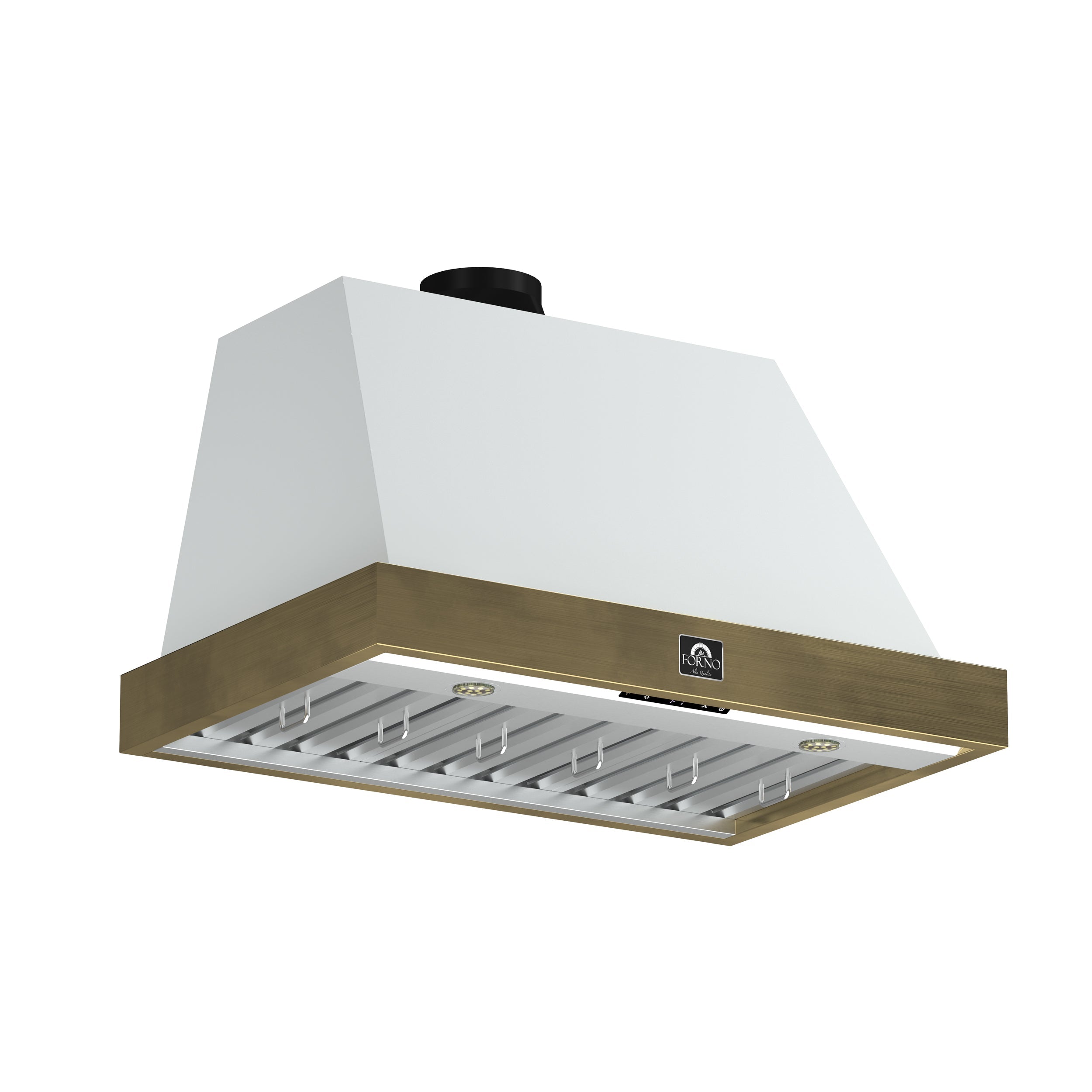 FORNO Espresso Vittorio 36" 600 CFM Wall Mount Range Hood in Antique Brass Trim with Remote Control