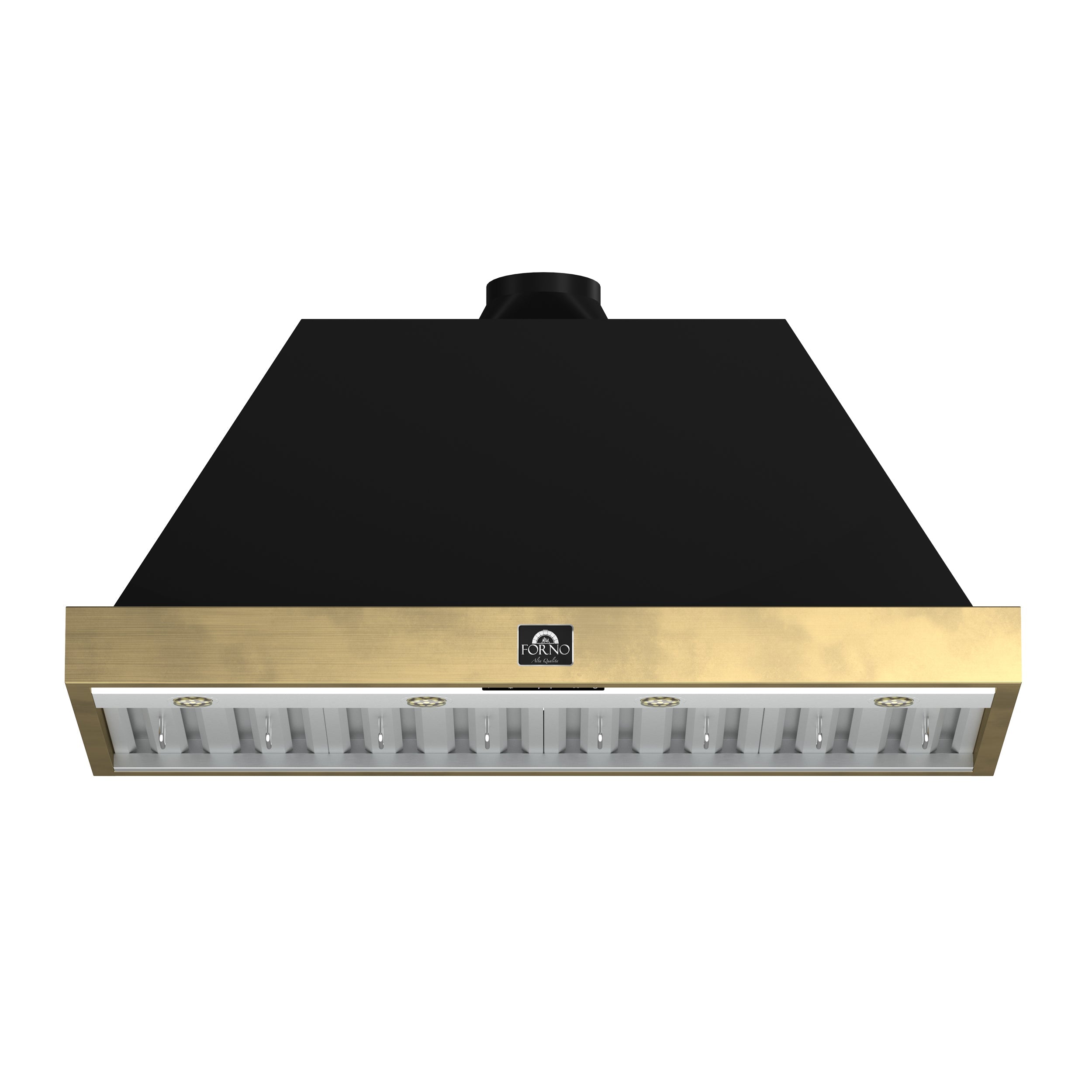 FORNO Espresso Vittorio 48" 600 CFM Wall Mount Range Hood in Antique Brass Trim with Remote Control